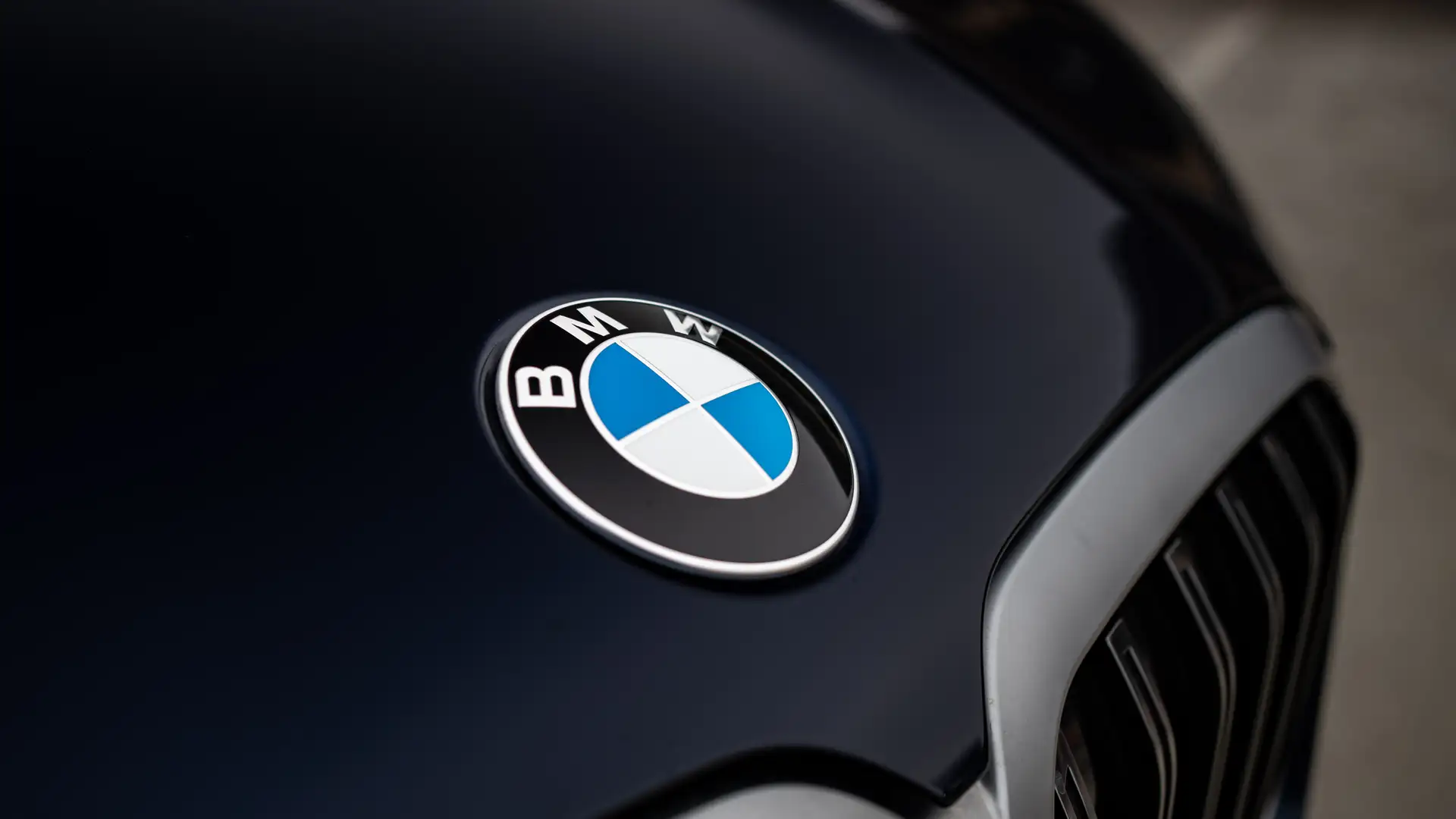 The logo on the hood of our BMW X7.